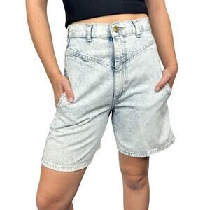 Vintage Ultra High-Waisted Mom Shorts Jorts Yoked Acid Wash 80's Retro Size 6